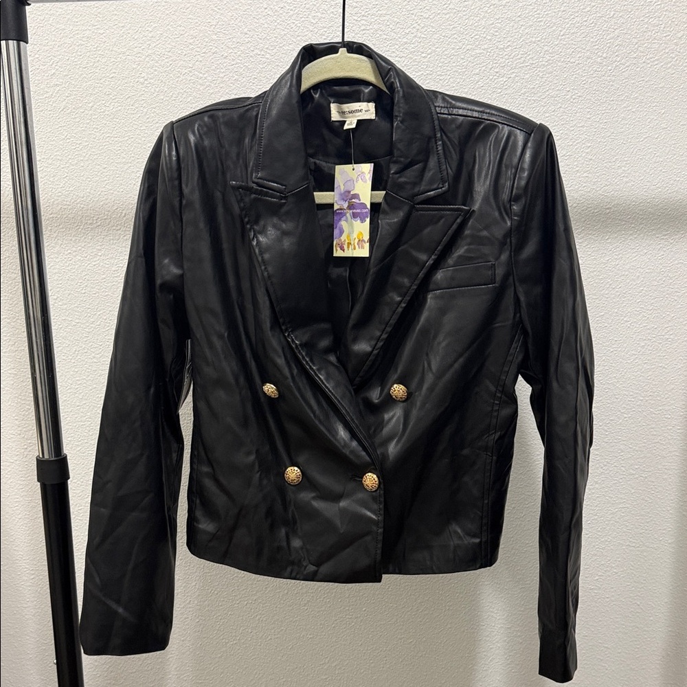 Ee:some Black Faux Leather Jacket
